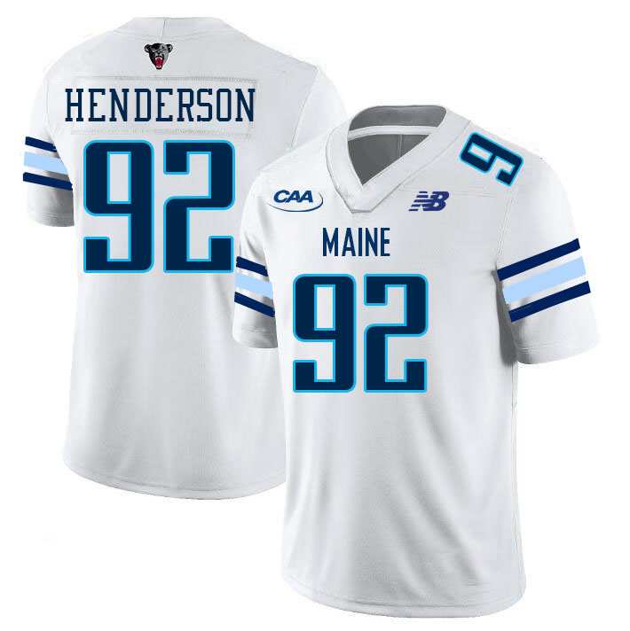 Men #92 Izaiah Henderson Maine Black Bears College Football Jerseys Stitched Sale-White